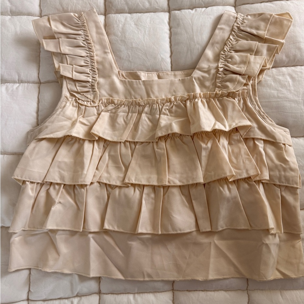 SHEIN Cream Ruffle Detail Blouse